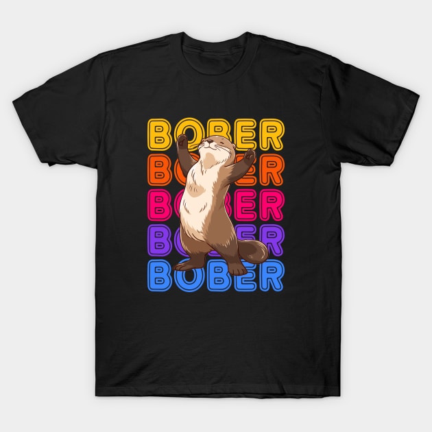 Funny Polish Internet Meme Bobr Bober Kurwa Colorful Text Art T-Shirt by TenchiMasaki